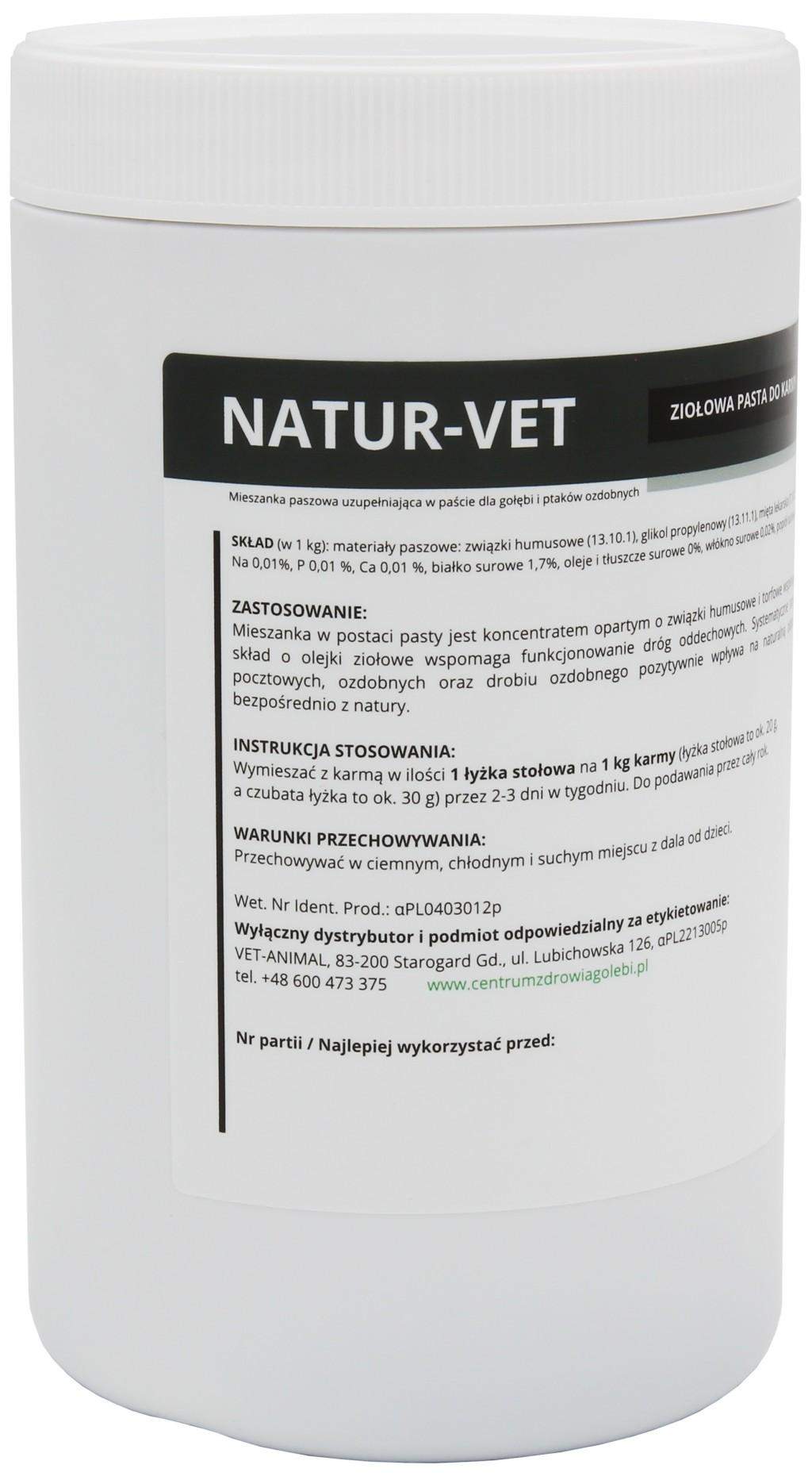 NATUR-VET aktywne błoto z miętą 1kg trawienie oddech Vet-Animal