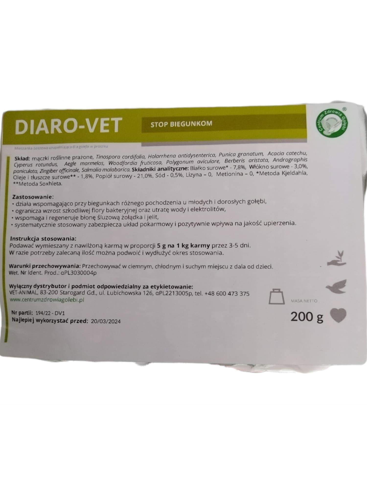 DIARO-VET WSPARCIE W BIEGUNCE 200G VET-ANIMAL
