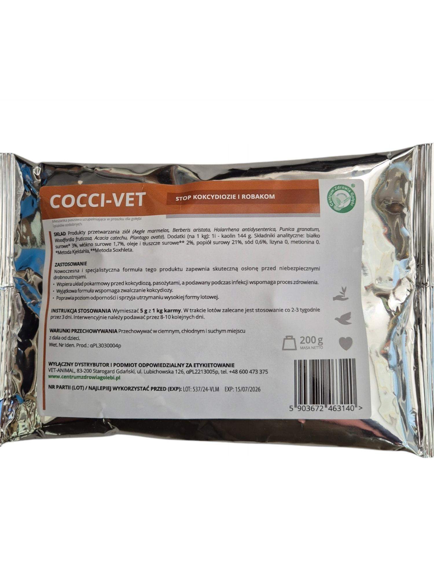 COCCI-VET stop kokcydiozie i robakom proszek 200g Vet Animal