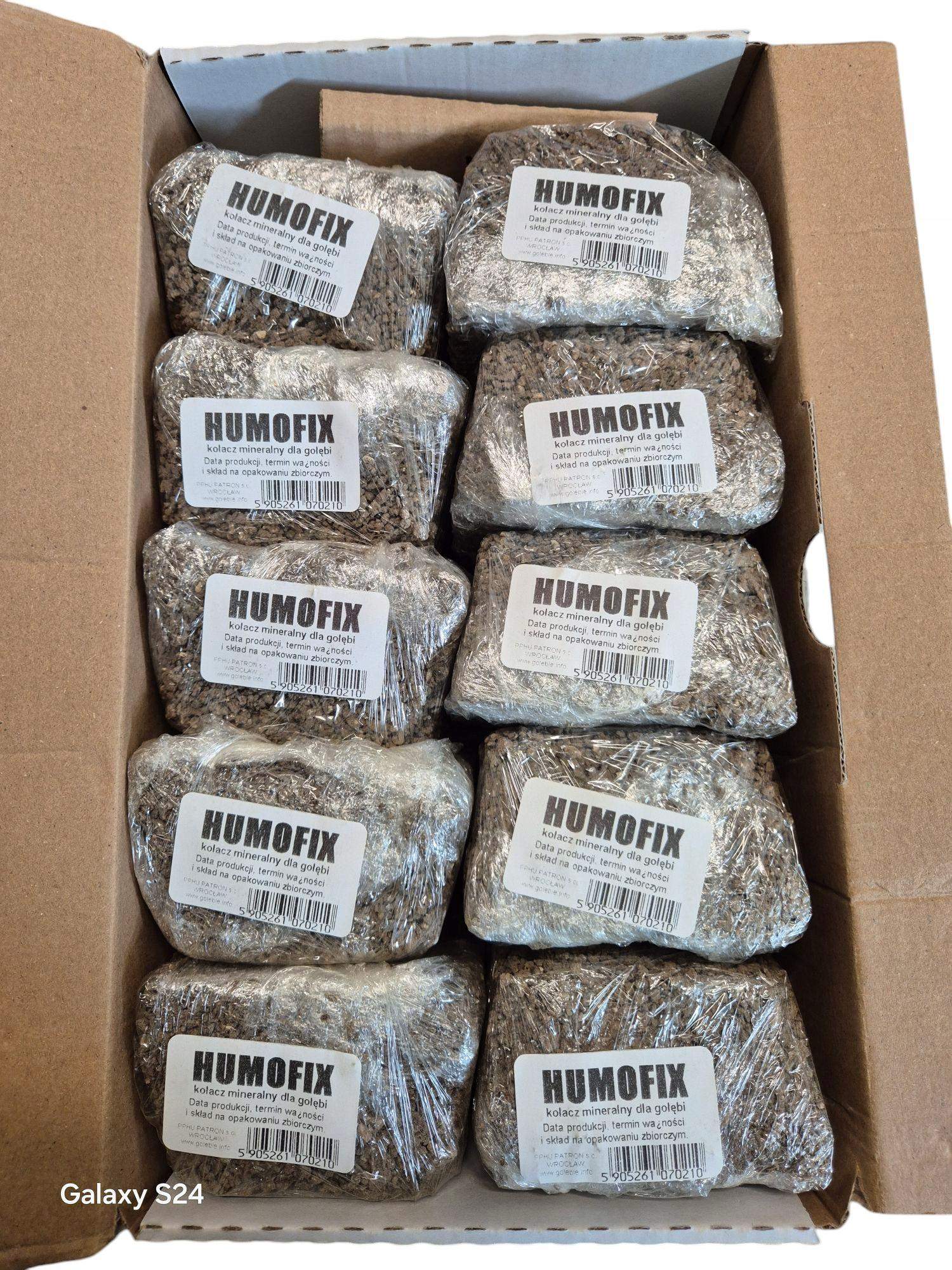 HUMOFIX kołacze dla gołębi z muszlami i czosnkiem 10 sztuk waga 9 kg Patron