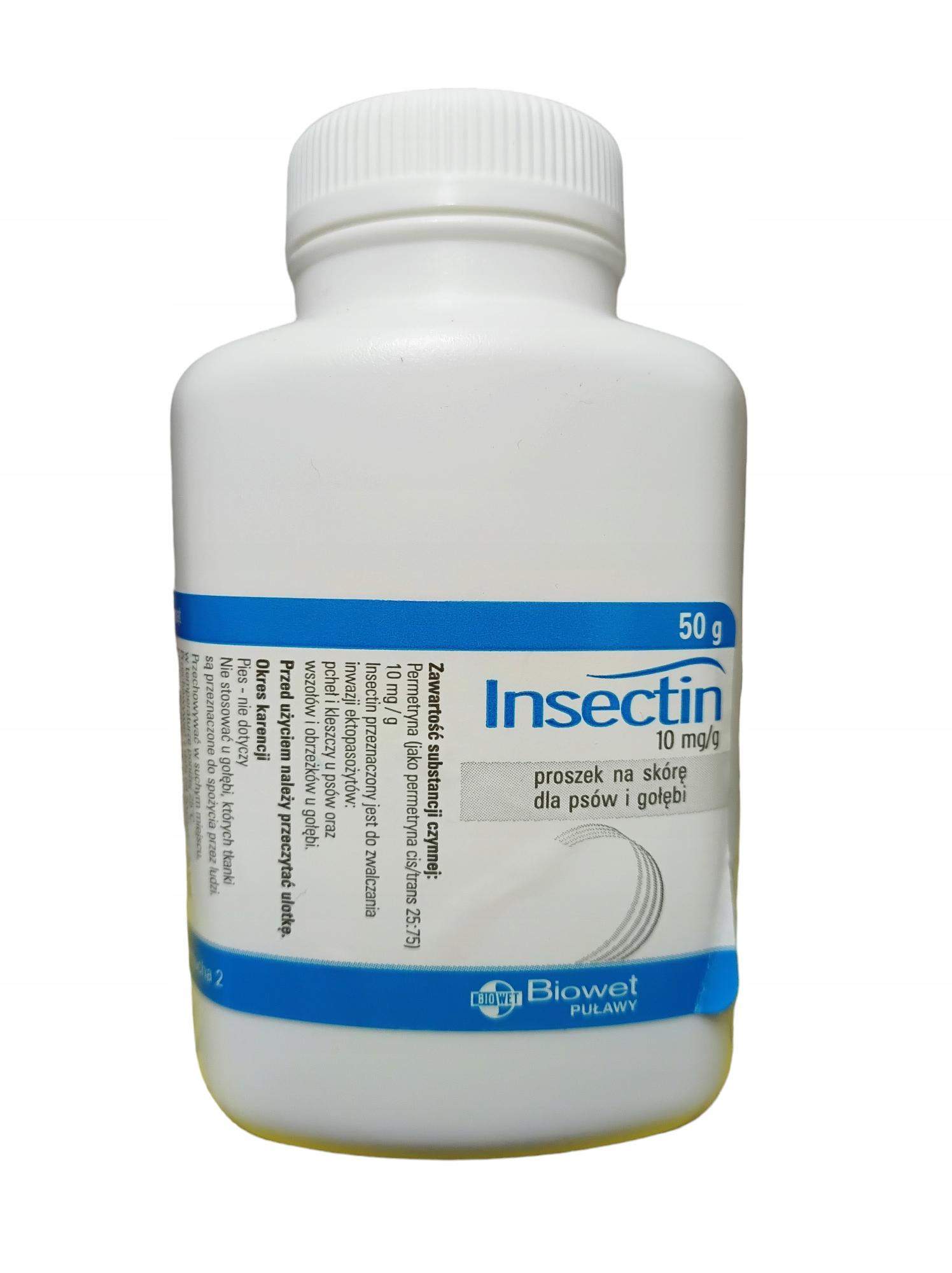 INSECTIN BIOWET 50G proszek na skórę dla psów i gołębi przeciw pchłom i in.