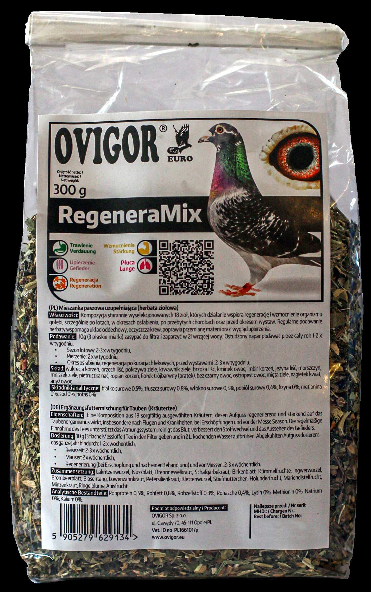 Herbata Regeneramix 400g - regeneracja po locie, odbytych chorobach OVIGOR